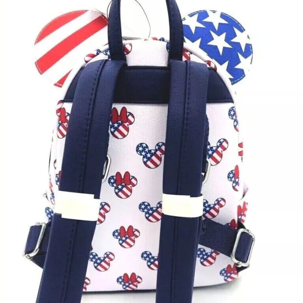 ✨️💙 Disney PARKS unisex Loungefly Mickey + Minnie Mouse Americana Backpack ✨️❤️ - Picture 5 of 13